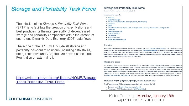Storage and Portability Task Force The mission of the Storage & Portability Task Force