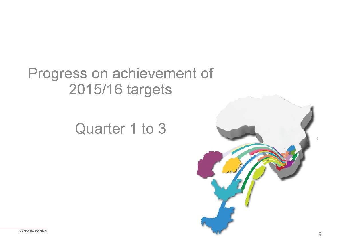 Progress on achievement of 2015/16 targets Quarter 1 to 3 Beyond Boundaries 8 