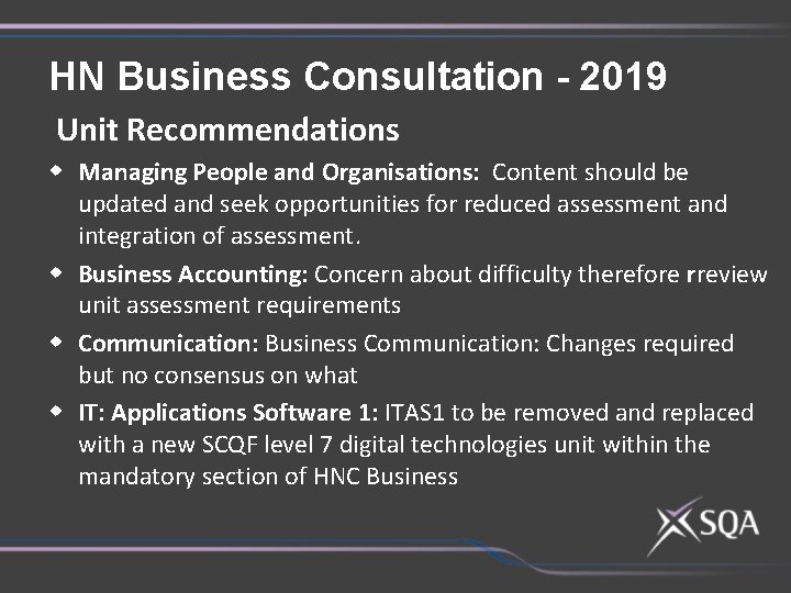 HN Business Consultation - 2019 Unit Recommendations w Managing People and Organisations: Content should
