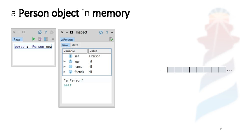 a Person object in memory 9 