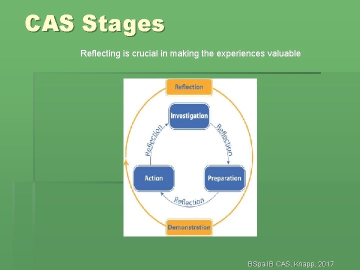 CAS Stages Reflecting is crucial in making the experiences valuable BSpa IB CAS, Knapp,