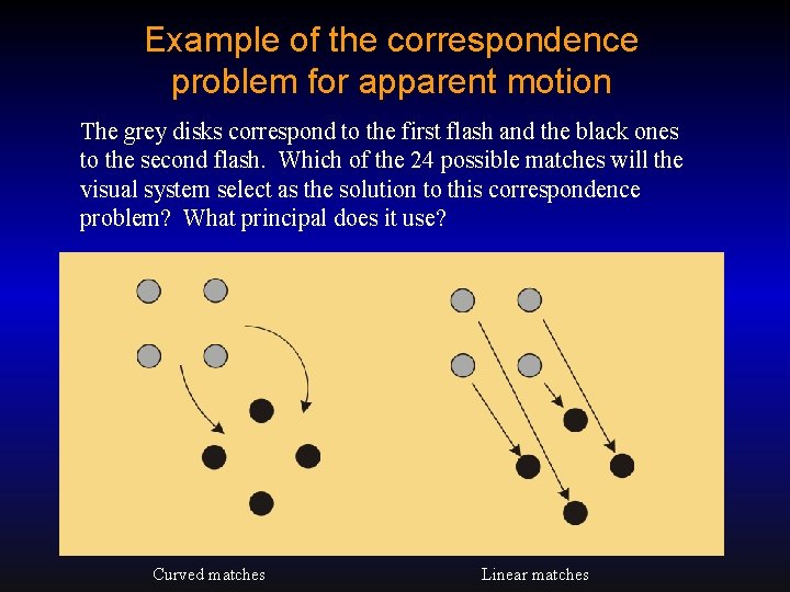 Example of the correspondence problem for apparent motion The grey disks correspond to the