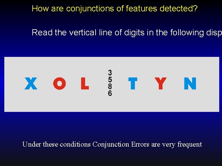 How are conjunctions of features detected? Read the vertical line of digits in the