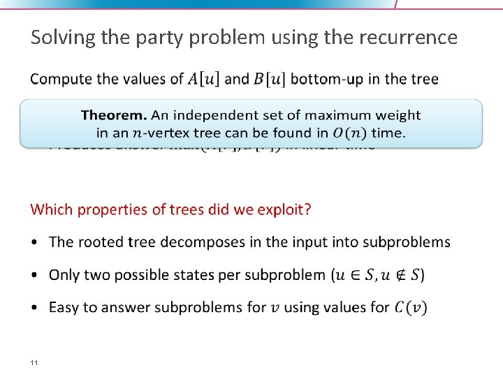 Solving the party problem using the recurrence • 11 