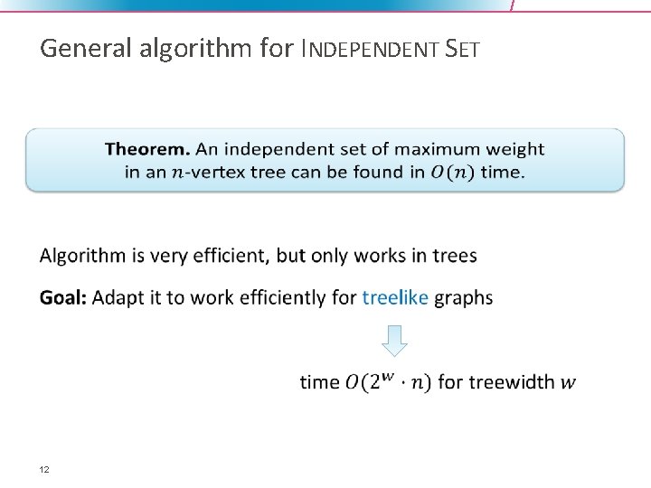 General algorithm for INDEPENDENT SET • 12 