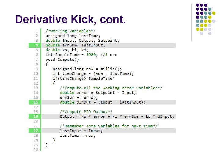 Derivative Kick, cont. 