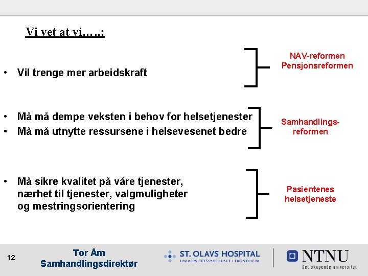 Vi vet at vi…. . : • Vil trenge mer arbeidskraft • Må må