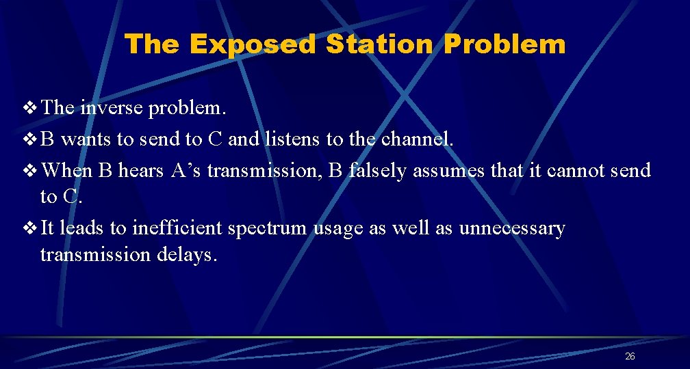 The Exposed Station Problem v The inverse problem. v B wants to send to The Exposed Station Problem v The inverse problem. v B wants to send to
