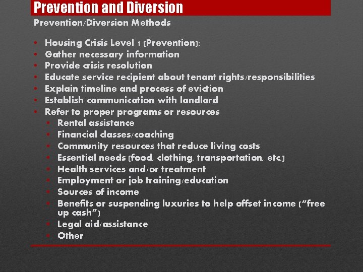 Prevention and Diversion Backed Into A Corner How
