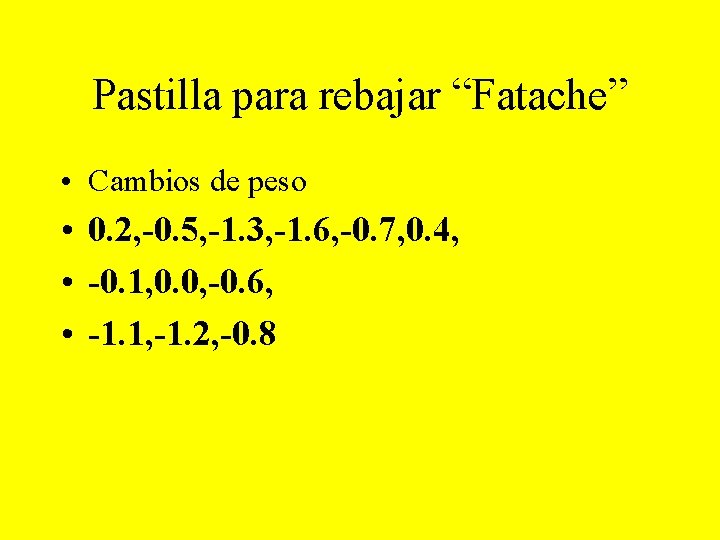 Pastilla para rebajar “Fatache” • Cambios de peso • 0. 2, -0. 5, -1.