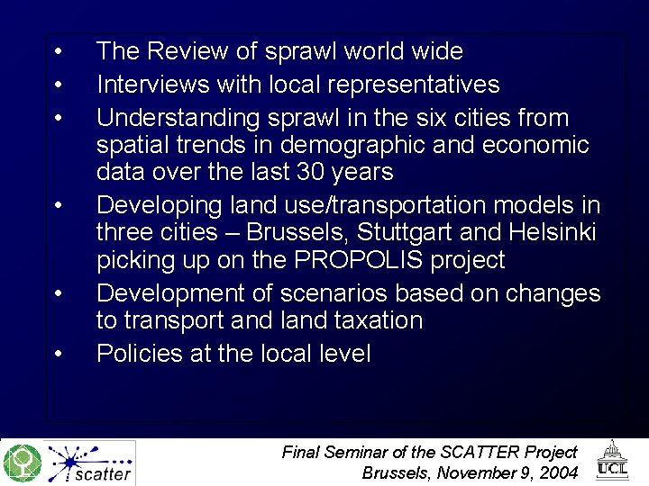  • • • The Review of sprawl world wide Interviews with local representatives