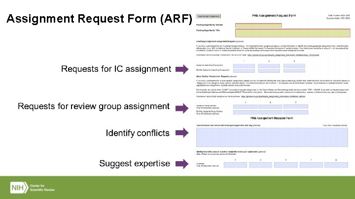 Assignment Request Form (ARF) 