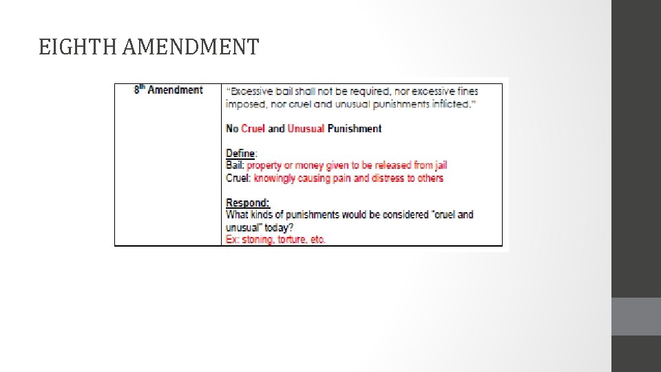 EIGHTH AMENDMENT 