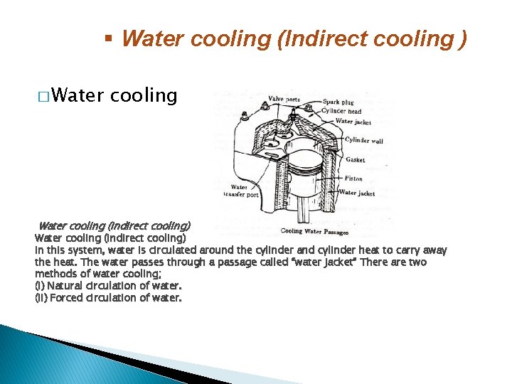 § Water cooling (Indirect cooling ) � Water cooling (Indirect cooling) In this system, § Water cooling (Indirect cooling ) � Water cooling (Indirect cooling) In this system,