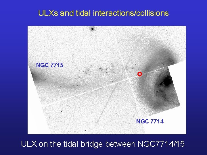 ULXs and tidal interactions/collisions NGC 7715 NGC 7714 ULX on the tidal bridge between