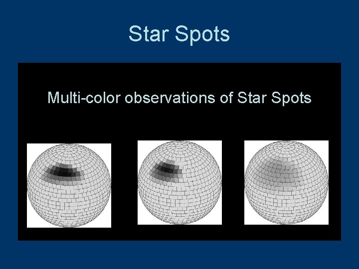 Star Spots Multi-color observations of Star Spots 