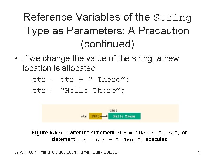 Reference Variables of the String Type as Parameters: A Precaution (continued) • If we