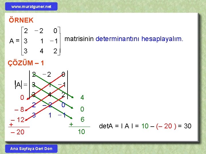 www. muratguner. net ÖRNEK é 2 - 2 0ù ê ú A = ê