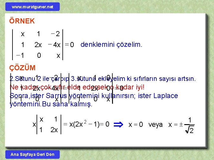 www. muratguner. net ÖRNEK -2 x 1 1 2 x - 4 x =