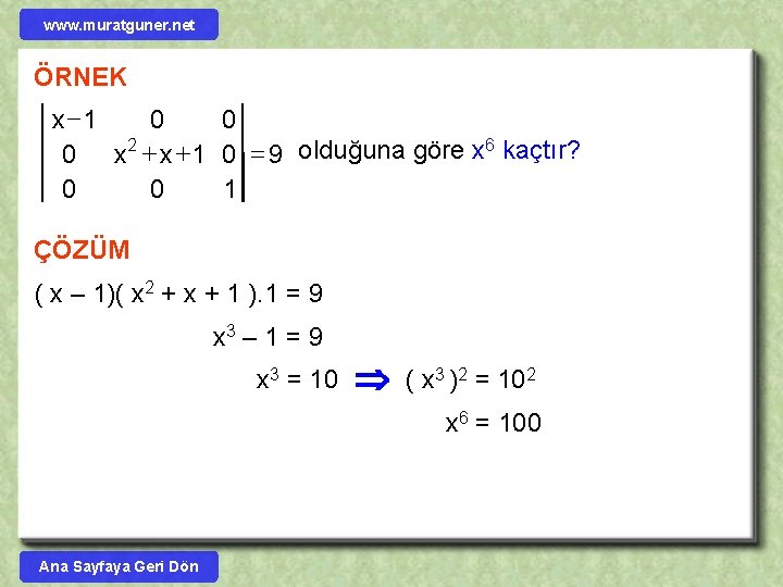 www. muratguner. net ÖRNEK x -1 0 0 0 x 2 + x +