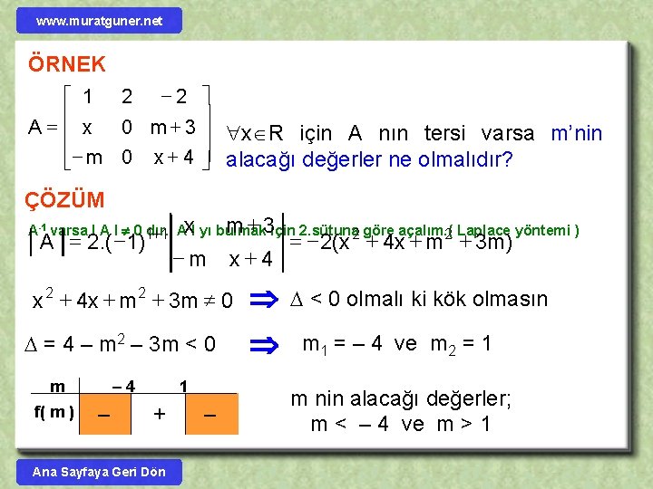 www. muratguner. net ÖRNEK é 1 2 -2 ù ê ú A = ê