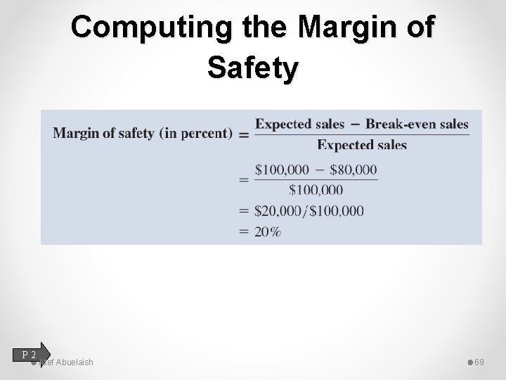 Computing the Margin of Safety P 2 Atef Abuelaish 69 