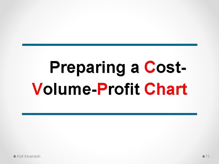 Preparing a Cost. Volume-Profit Chart Atef Abuelaish 73 