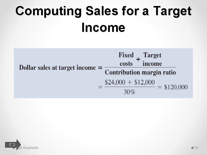 Computing Sales for a Target Income C 2 Atef Abuelaish 78 