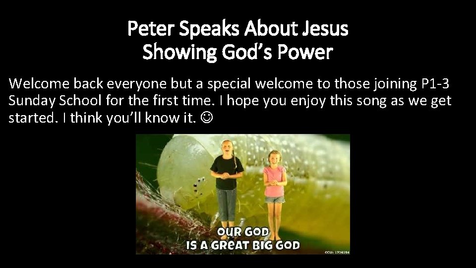 Peter Speaks About Jesus Showing God’s Power Welcome back everyone but a special welcome