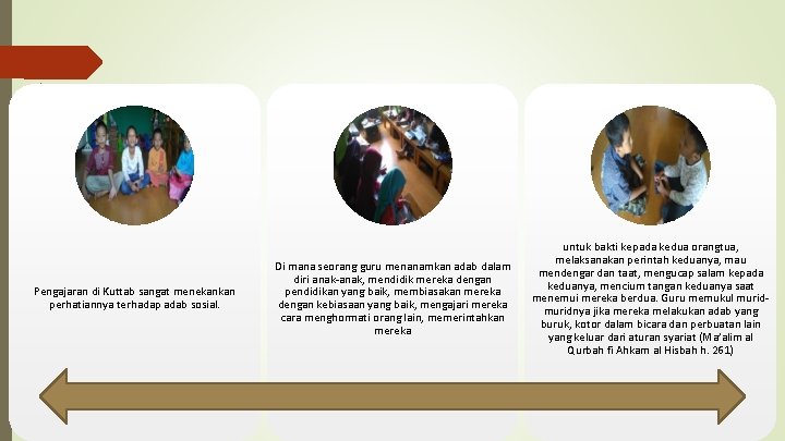 Pengajaran di Kuttab sangat menekankan perhatiannya terhadap adab sosial. Di mana seorang guru menanamkan Pengajaran di Kuttab sangat menekankan perhatiannya terhadap adab sosial. Di mana seorang guru menanamkan