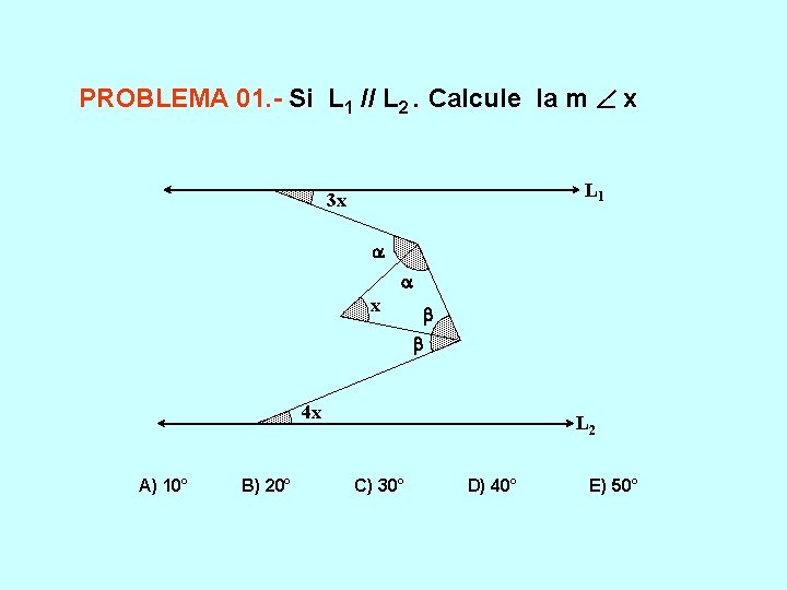 PROBLEMA 01. - Si L 1 // L 2. Calcule la m x L