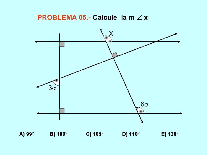 PROBLEMA 05. - Calcule la m x x 3 6 A) 99° B) 100°