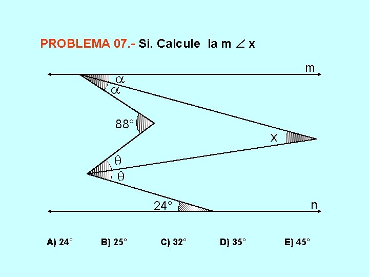 PROBLEMA 07. - Si. Calcule la m x m 88° x n 24° A)