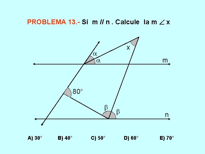 PROBLEMA 13. - Si m // n. Calcule la m x x m 80°
