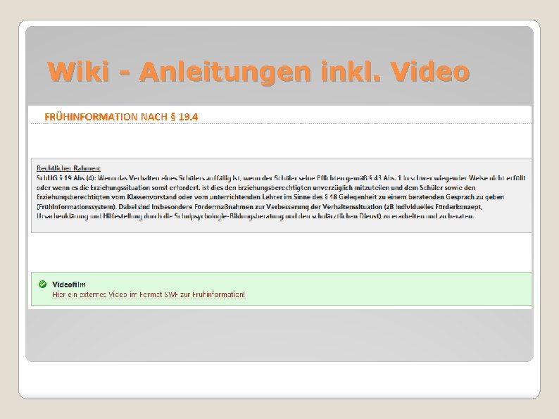 Wiki - Anleitungen inkl. Video 
