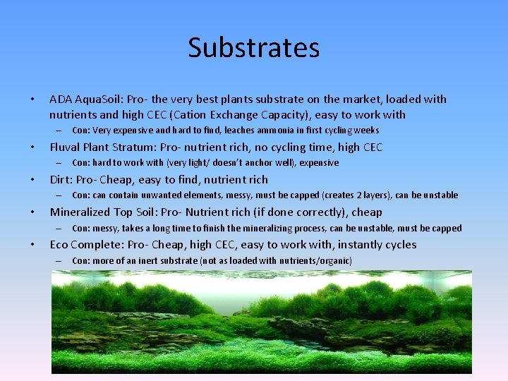 Substrates • ADA Aqua. Soil: Pro- the very best plants substrate on the market,