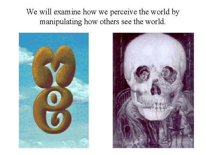We will examine how we perceive the world by manipulating how others see the