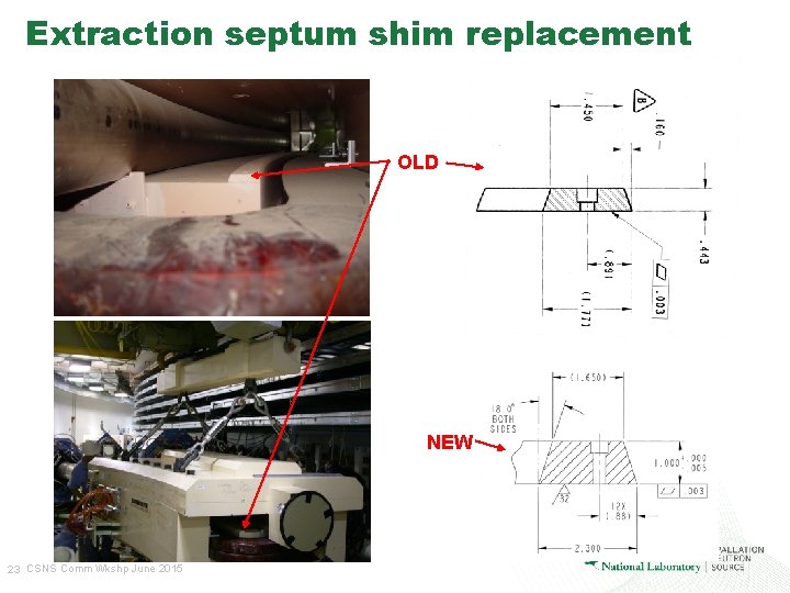 Extraction septum shim replacement OLD NEW 23 CSNS Comm Wkshp June 2015 
