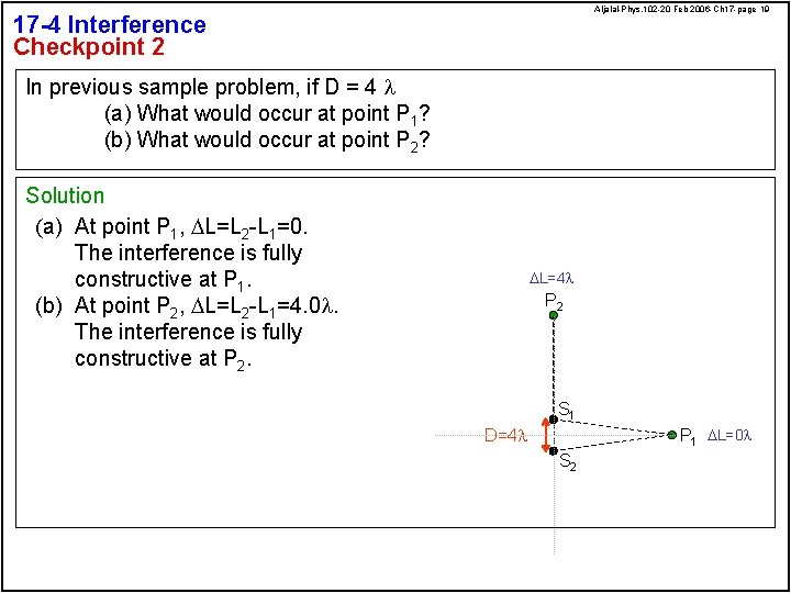 Aljalal-Phys. 102 -20 Feb 2006 -Ch 17 -page 19 17 -4 Interference Checkpoint 2