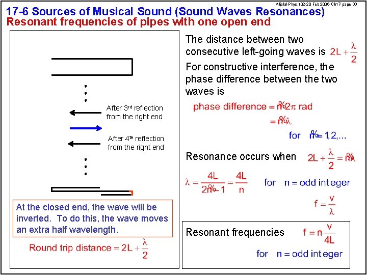 Aljalal-Phys. 102 -20 Feb 2006 -Ch 17 -page 33 17 -6 Sources of Musical