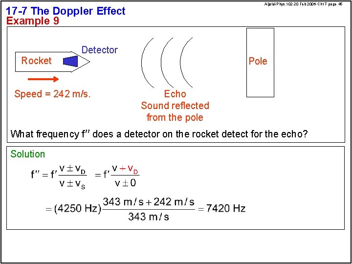 Aljalal-Phys. 102 -20 Feb 2006 -Ch 17 -page 45 17 -7 The Doppler Effect