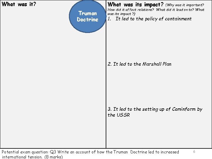 What was it? What was its impact? Truman Doctrine (Why was it important? How