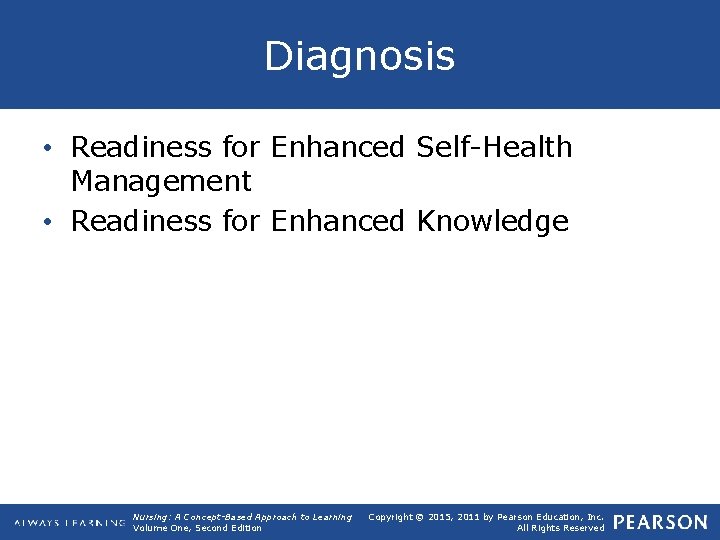 Diagnosis • Readiness for Enhanced Self-Health Management • Readiness for Enhanced Knowledge Nursing: A