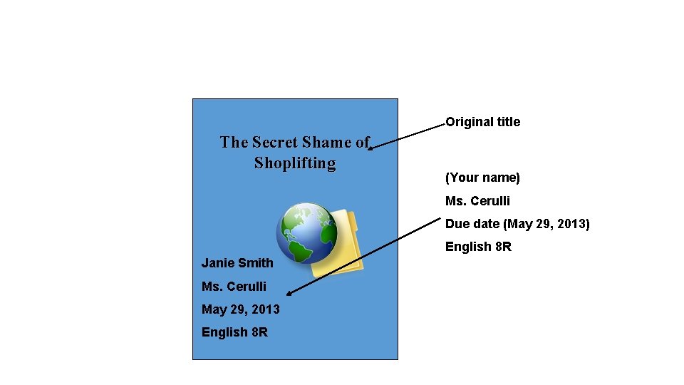 Original title The Secret Shame of Shoplifting (Your name) Ms. Cerulli Due date (May