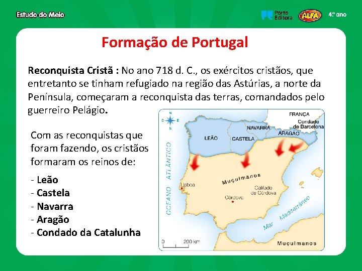 Formação de Portugal Reconquista Cristã : No ano 718 d. C. , os exércitos