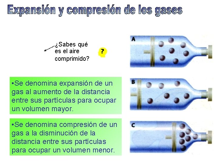 ¿Sabes qué es el aire comprimido? • Se denomina expansión de un gas al