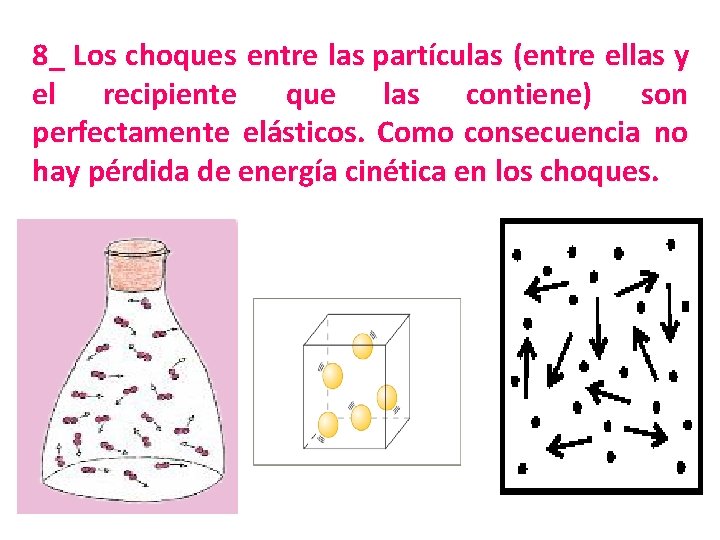 8_ Los choques entre las partículas (entre ellas y el recipiente que las contiene)