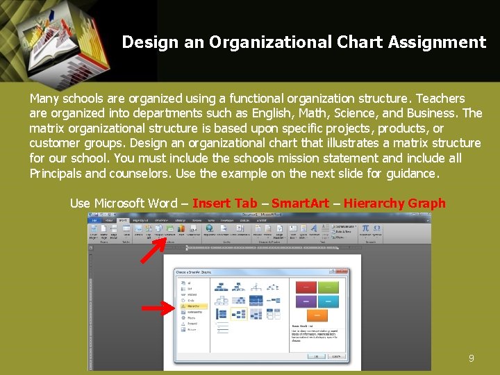 Design an Organizational Chart Assignment Many schools are organized using a functional organization structure.