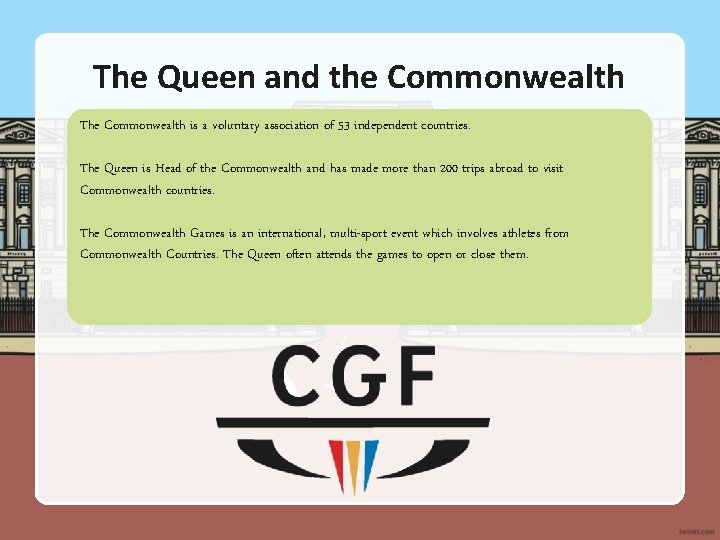 The Queen and the Commonwealth The Commonwealth is a voluntary association of 53 independent