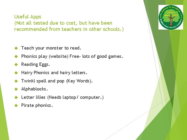 Useful Apps (Not all tested due to cost, but have been recommended from teachers